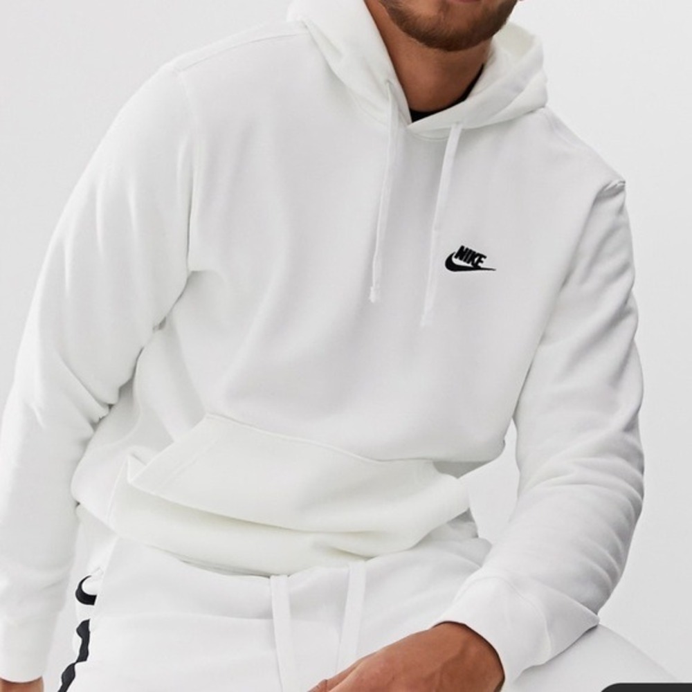Nike Club Fleece sweatshirt hoodie in white mens small